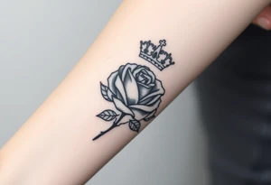 A rose with a kings crown ontop tattoo idea
