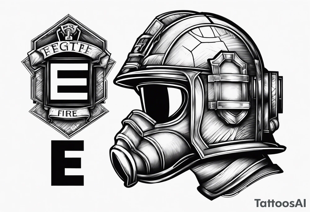 2 letters E, helmet fire fighter, right rescues tattoo idea