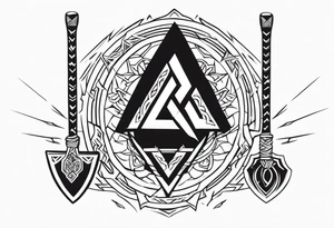 Valhalla  sword shield axe Valknut lightning tattoo idea