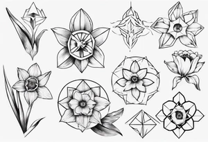 fineline, Daffodil, geometric tattoo idea