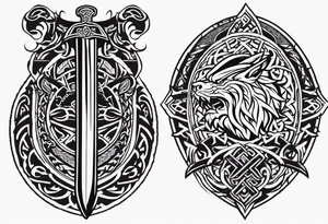 Viking sword Valhalla dragon shield tattoo idea