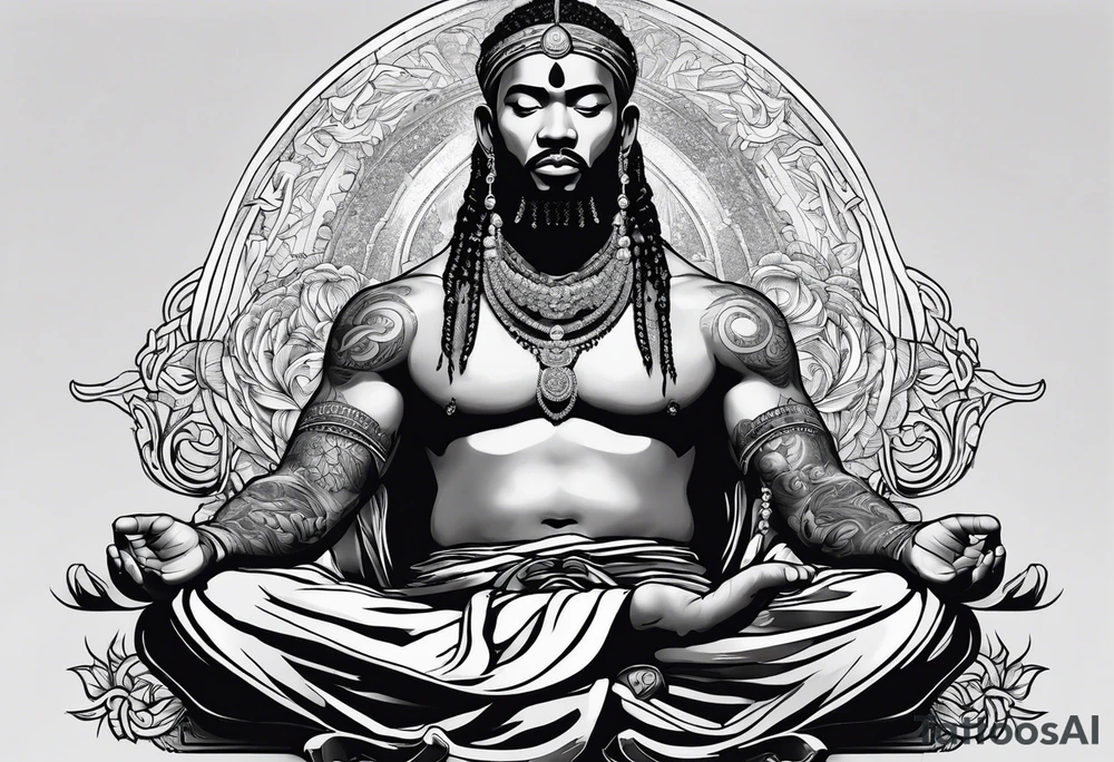 A meditating rap star tattoo idea