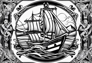 black and white, poly tribal, great white, and broken anchor tattoo idea