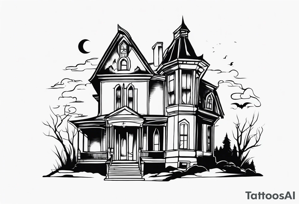 haunted house tattoo idea