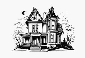 haunted house tattoo idea