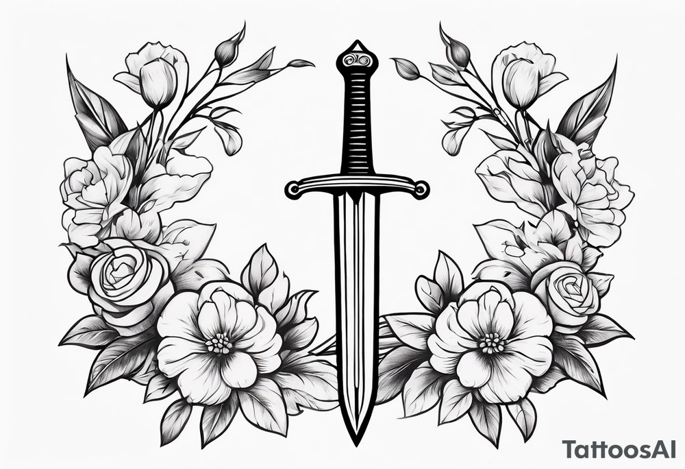 Sword and flowers tattoo idea