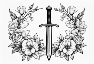Sword and flowers tattoo idea