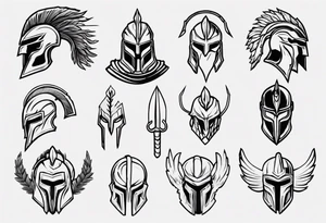 ultra-fine line linework vector of a spartan tattoo idea