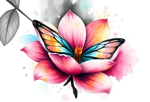 Magnolia flower, butterfly tattoo idea