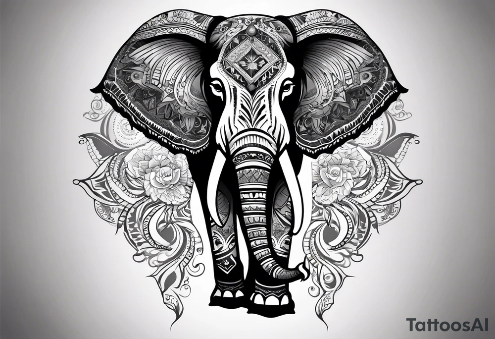 A FULL BACK TATTOO THAT HAS  THE MESSAGE I WANT TO CONVEY OF STRENGTH, HEALING, POWER AND PROTECTION.  MY ETHNICITY IS NATIVE AMERICAN AND AFRICAN AMERICAN.  AN ASSORTMENT OF IMAGES THAT INCLUDE AN ELEPHANT, LOTUS FLOWER, HAMSA, WATER, OWL. tattoo idea