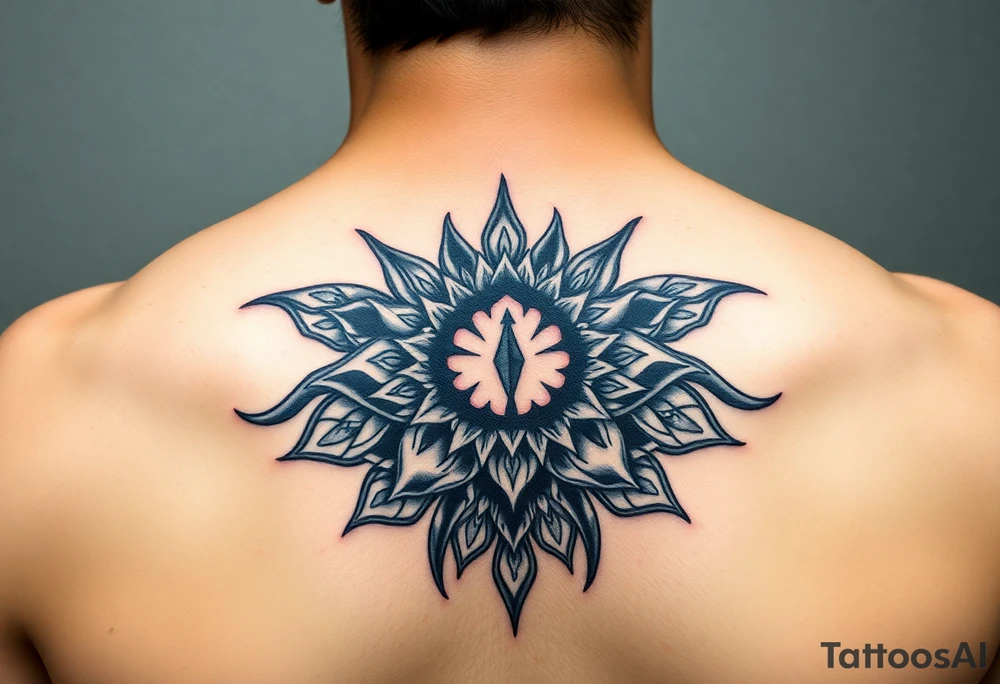 Black ink with small details tattoo idea