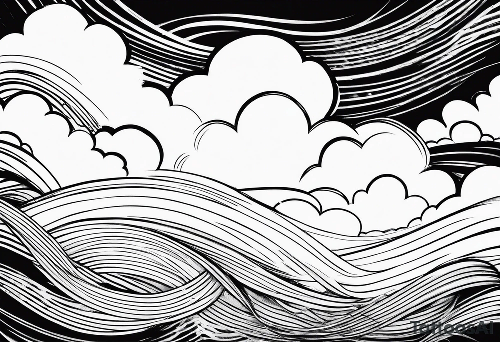 heaven clouds swirl vignette tattoo idea