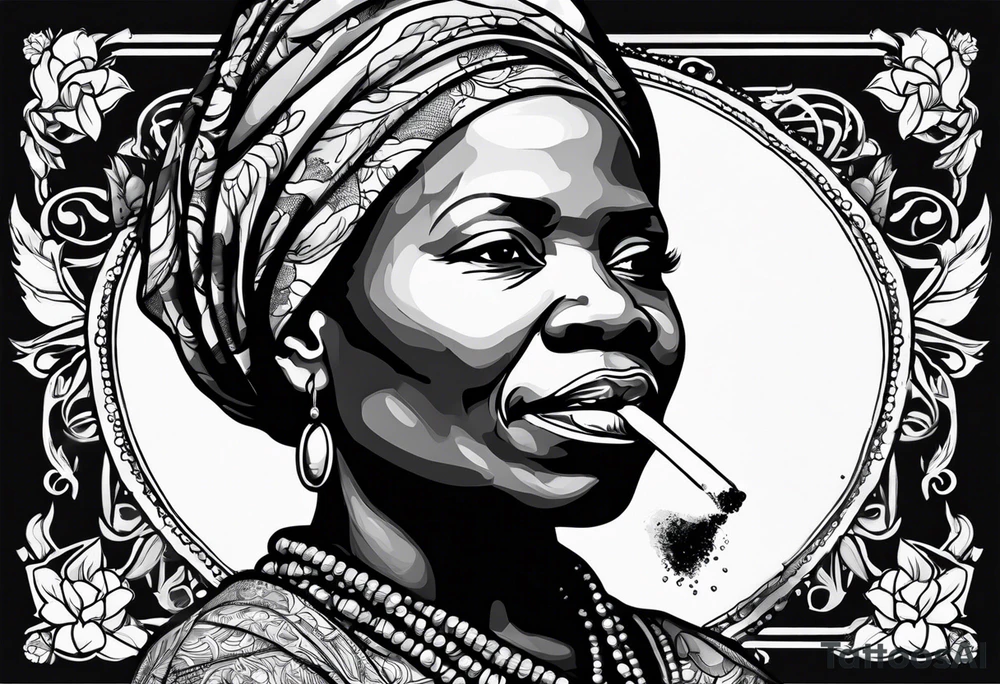 harriet tubman smoking cigarette tattoo idea