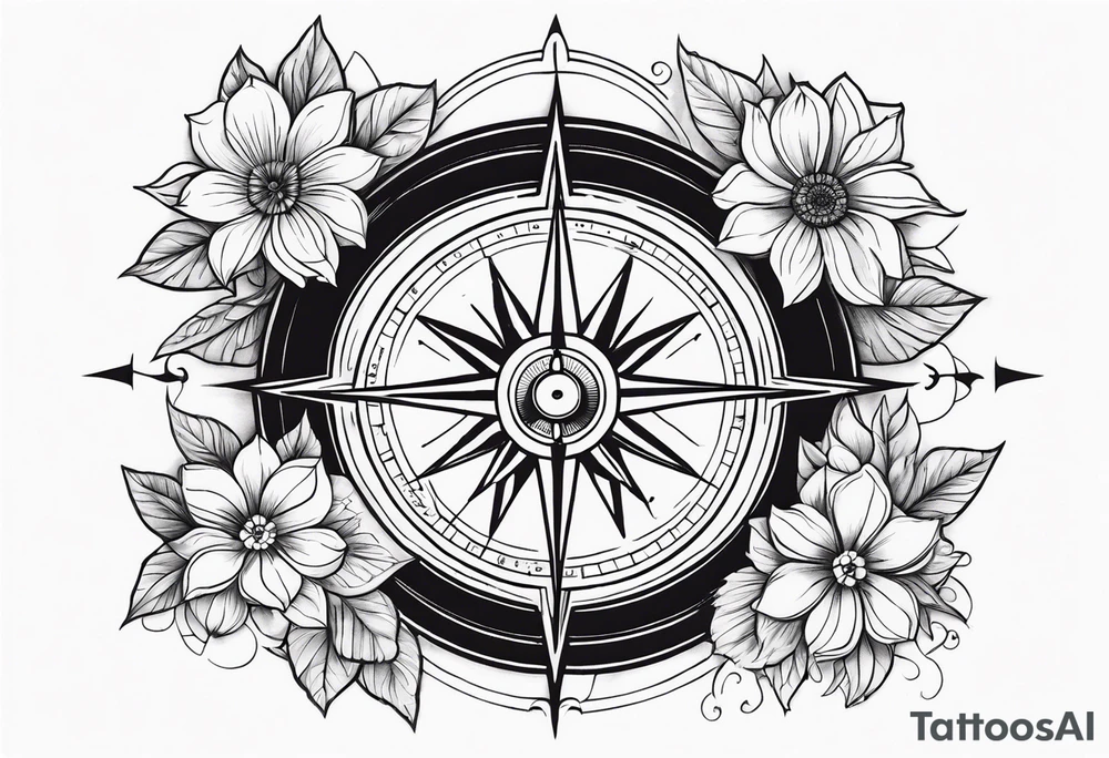 Flowers. Compass. tattoo idea