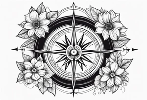 Flowers. Compass. tattoo idea