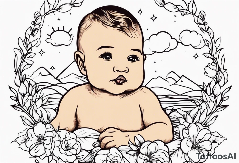 stylish baby tattoo idea