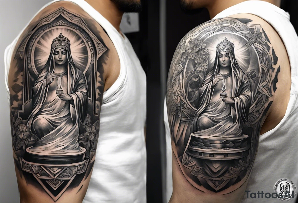 A religion themed shoulder tattoo to suit my forearm tattoo tattoo idea