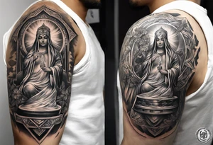 A religion themed shoulder tattoo to suit my forearm tattoo tattoo idea