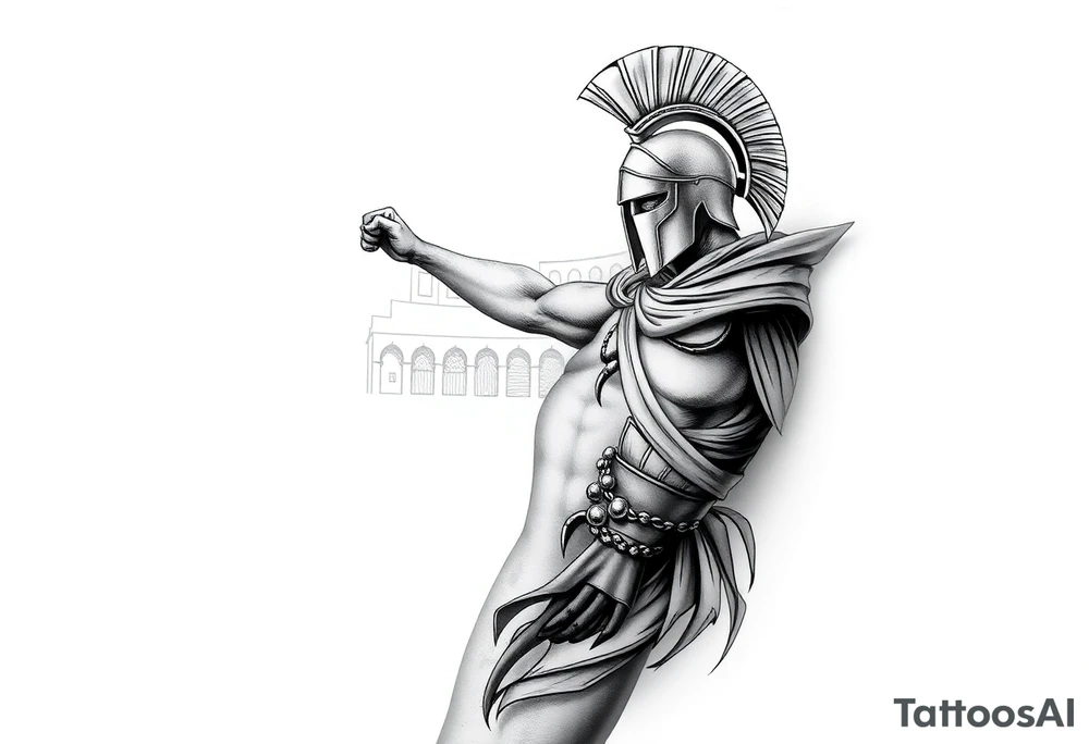 Spartan fighting in the Colosseum tattoo idea
