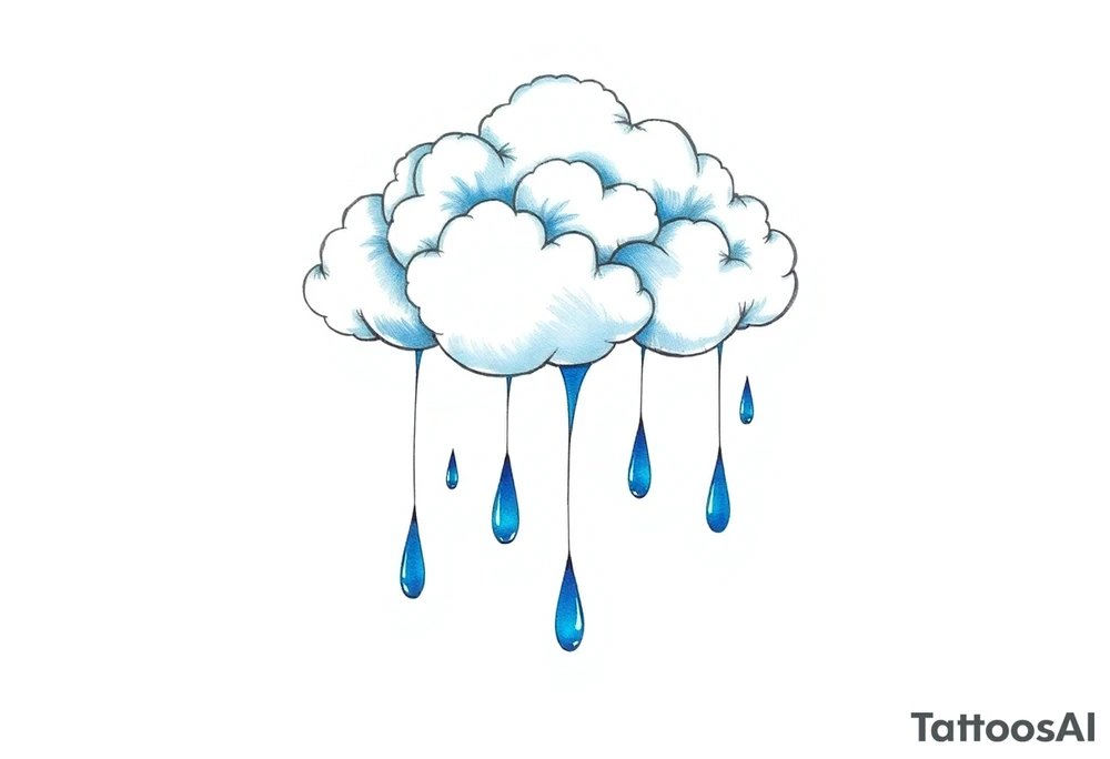 blue rain drops with cloud tattoo idea