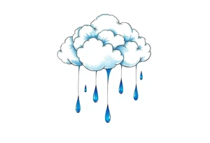 blue rain drops with cloud tattoo idea