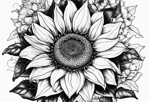 Half Capricorn half sunflower tattoo idea