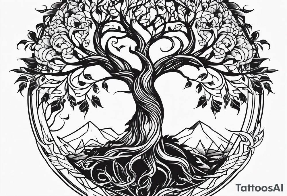 Tree of life phoenix tattoo idea