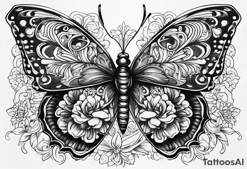 butterfly day of the dead tattoo idea