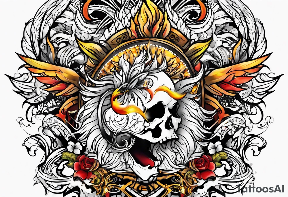 Music on fire tattoo idea