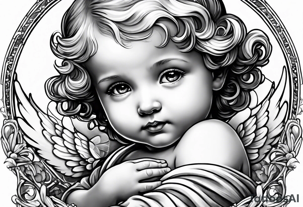 little angel holding the globus tattoo idea