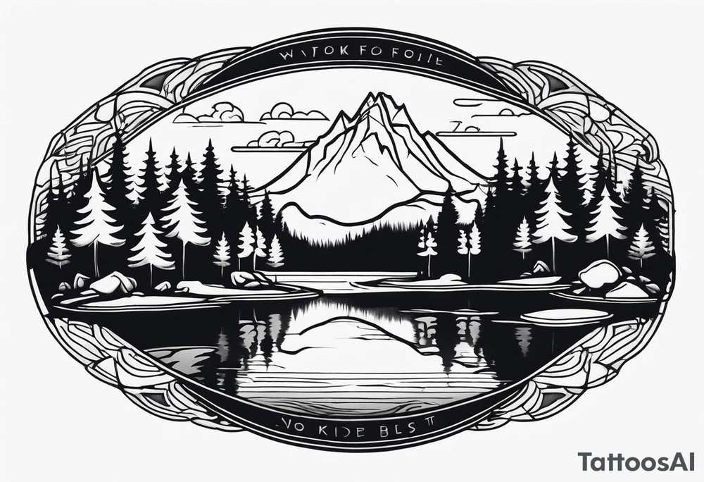 A lake without any forest 
with an small island in the middle tattoo idea