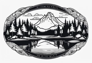A lake without any forest 
with an small island in the middle tattoo idea