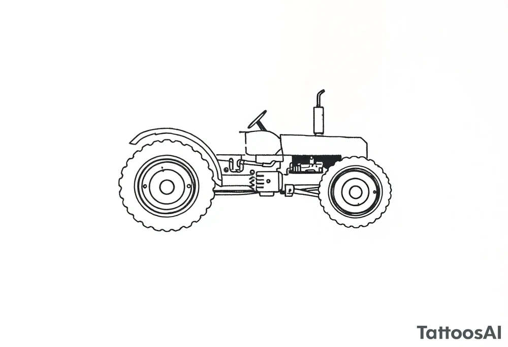 feminine tractor fine line tattoo idea