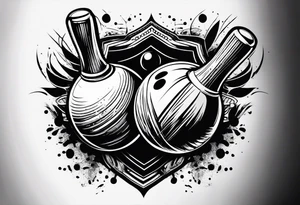 Bowling on bicep showing torn muscles tattoo idea