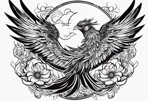 Phoenix rising blossoms tattoo idea
