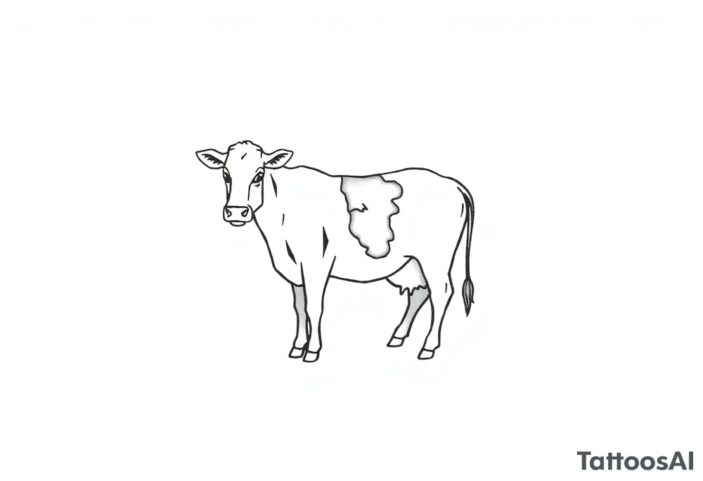 small black and white patched cow tattoo idea