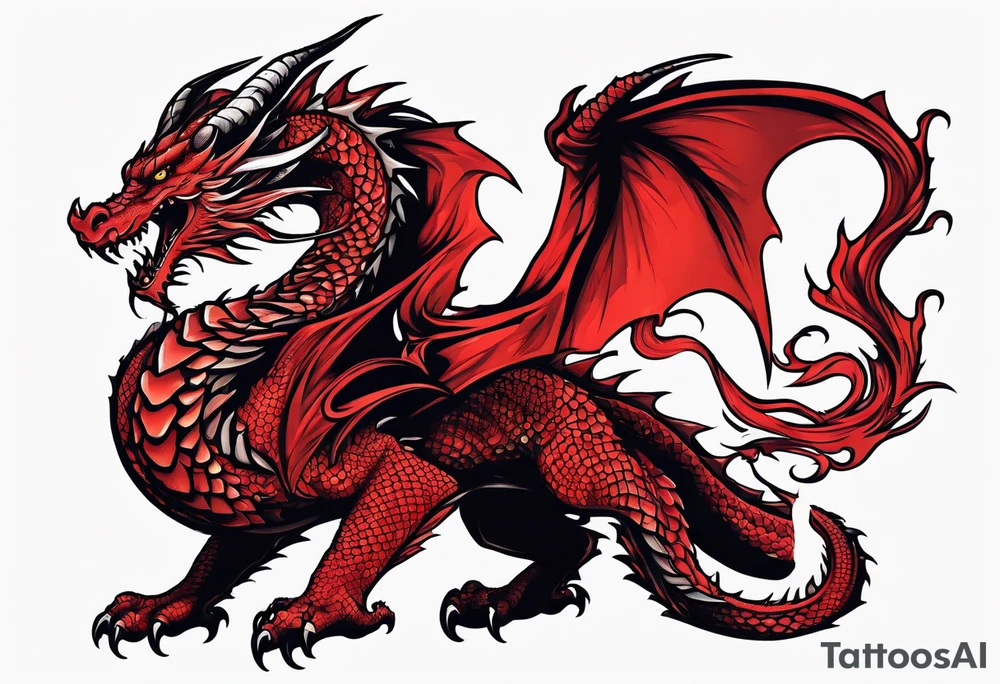 Long Red dragon tattoo idea