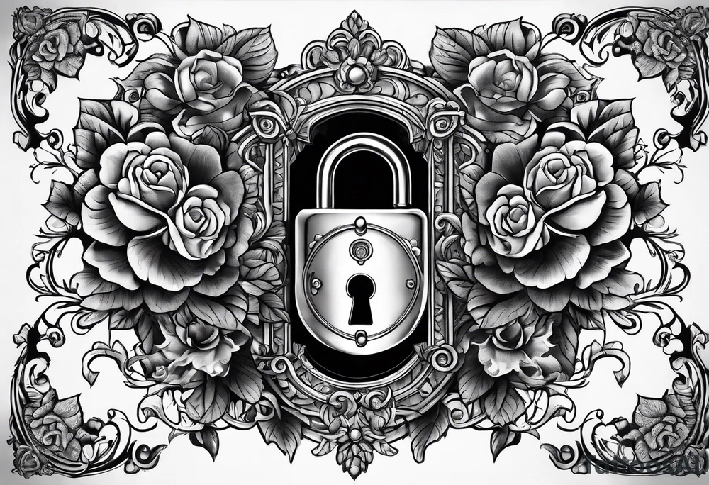 A vintage lock and key tattoo idea