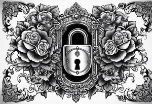 A vintage lock and key tattoo idea