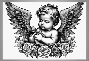 Cherub looking down tattoo idea