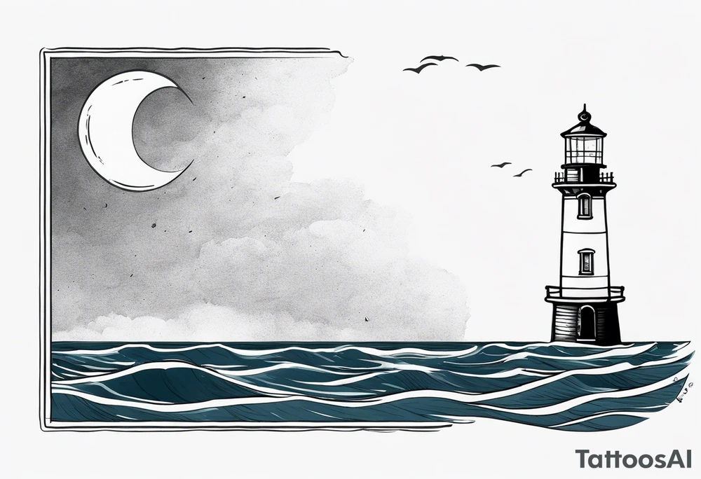 Farol no oceano em mar bravo tattoo idea