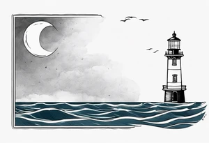 Farol no oceano em mar bravo tattoo idea