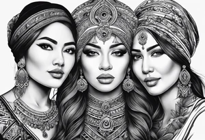 three person side by side. Daughter on the left, mother in the middle, grandmother on the right. tattoo idea