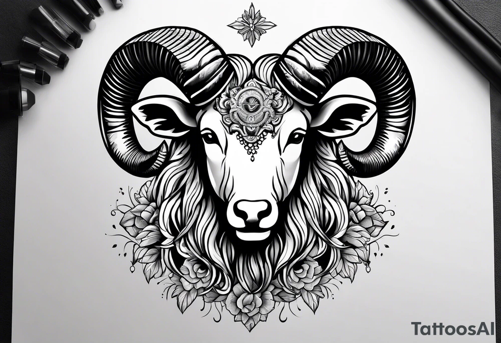 Aries zodiac with name Grace Elizabeth tattoo idea