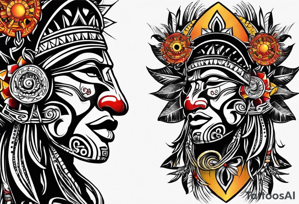 Taino Tribal sun holding the 🇵🇷, 🇻🇮 and 🇹🇹 flags tattoo idea