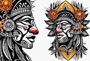 Taino Tribal sun holding the 🇵🇷, 🇻🇮 and 🇹🇹 flags tattoo idea