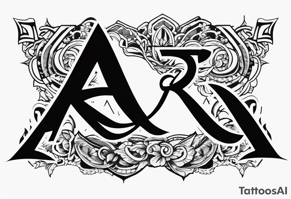 the letters A R in the middle of a ninja headband tattoo idea