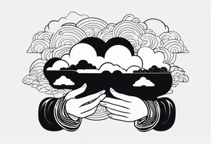 ukiyoe, cloud, hands tattoo idea
