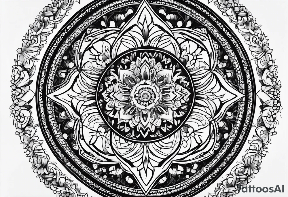 masculine mandala round tattoo idea