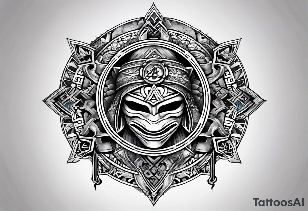 the letters A W R in the middle of a ninja headband tattoo idea